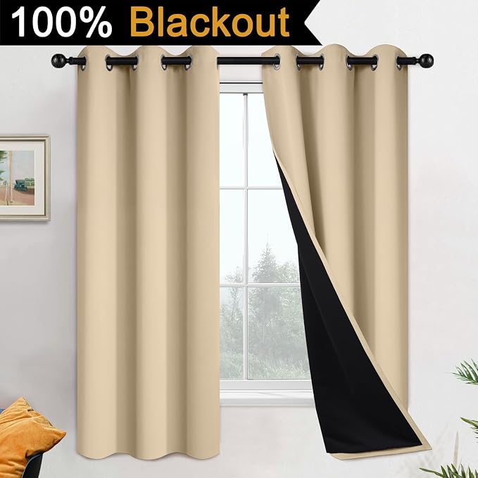 Yakamok Black 100% Blackout Curtains 63 Inches Long - Image 2