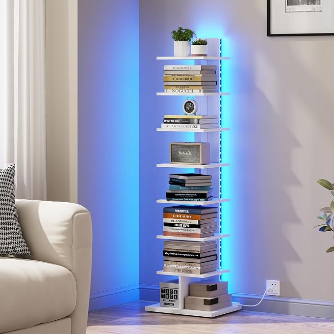 TUTOTAK Narrow Bookshelf, 8-Tier Bookcase by ChoosetutotakFurnitureBuildYourCozyHome