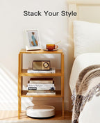 Pipishell Nightstands Set of 2, Bamboo Stackable Bedside Table, Night Stands - Image 6