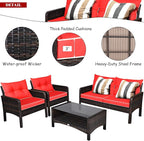 Tangkula 4 Piece Patio Furniture Set, Outdoor Wicker Conversation Set - Image 6