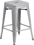 Flash Furniture Kai Commercial Grade 24" High Backless Silver Metal - Image 4