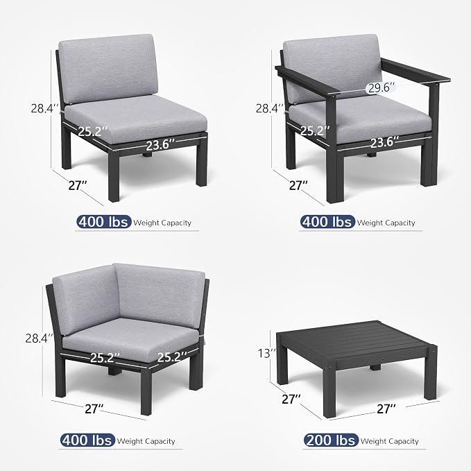 Stoog 6-Piece Patio Sectional Sofa Set, Modular Outdoor Furniture Set - Image 2