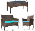 Greesum Patio Furniture 4 Pieces Conversation Sets Outdoor Wicker Rattan Chairs - Image 7