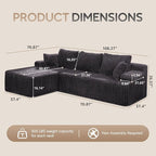 Hobestluk Modular Sectional Sofa Couches L-Shape Couch 3 Seat Modular Sofa - Image 2