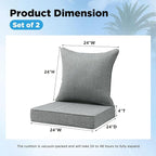 Outdoor Deep Seat & Back Cushion Set, 24 x 24 Inch Water Repellent and Fade - Image 2
