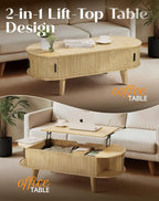 Oval Coffee Table with Storage, 47.2" Lift Top Coffee Table - Image 6