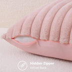 decorUhome Fall Faux Fur Throw Pillow Covers 16x16 Set of 2 Pink | Decorative - Image 3