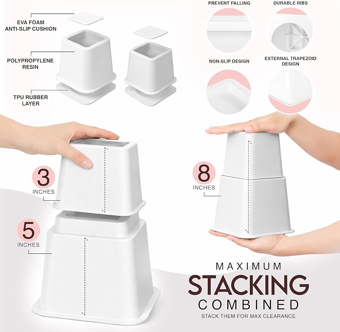 Utopia Bedding Bed Riser, 3 & 5 Inches Adjustable Furniture Risers - Image 4