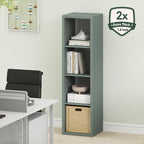 Furinno Cubicle Book Shelf, Vertical 4-Cube Bookshelf, Extra Thick Horizontally - Image 5