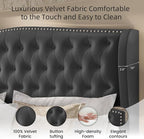 BRELTAM Upholstered Queen Size Bed Frame Velvet Tufted Platform Bed Frame - Image 5