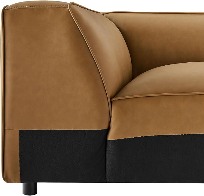 Modway Auren Vegan Leather Corner Modular Chair in Camel - Image 9