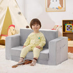 Kids Couch, 2-in-1 Toddler Chair Comfy 1-3 Years, Convertible Kids Chair - Image 2
