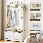 HOOBRO Hall Tree with Bench, Entryway Bench with Coat Rack and Shoe Cabinet - Image 6