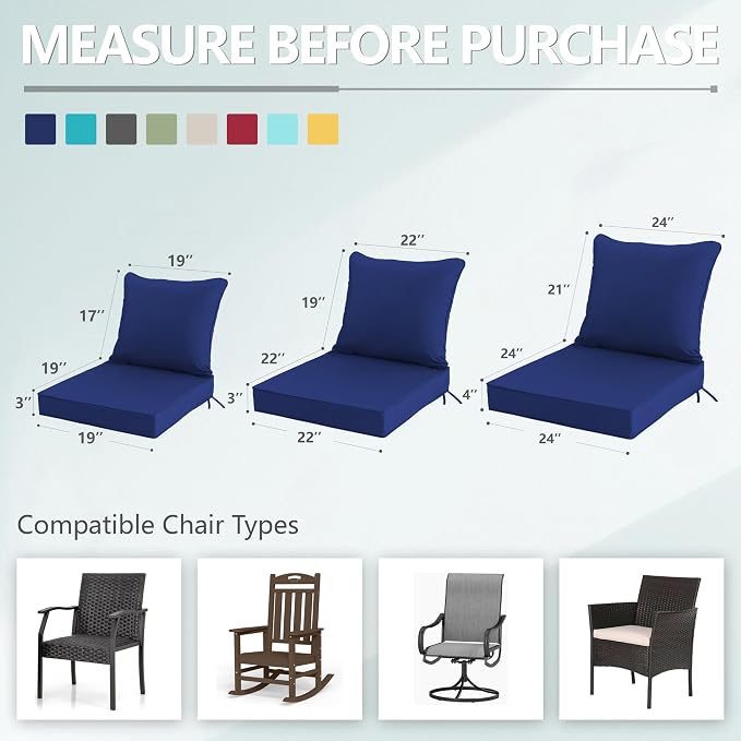 24x24 Inch Outdoor Chair Cushion - Image 6