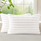 decorUhome Fall Faux Fur Throw Pillow Covers 12x20 Set of 2 White | Decorative by decorUhome