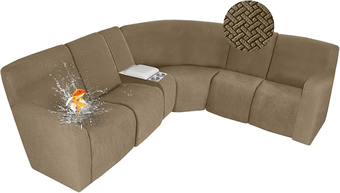 ALIECOM 100% Waterproof Recliner Sectional Couch Covers L Shape Stretch Corner by ALIECOM