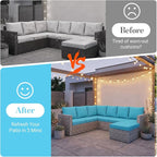 14Pcs Patio Cushion Covers Stretch Outdoor Furniture Protector Slipcovers | - Image 5