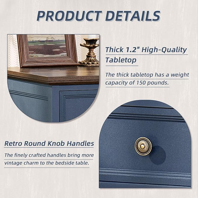 Joaxswe 24" Wide Farmhouse Night Stand Set of 2, Large End Table - Image 7