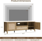 SICOTAS Rattan TV Stand for Living Room, Large Entertainment Center - Image 2