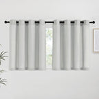 NICETOWN Gray Linen Kitchen Curtains 36 inch Length, Decorative Thick Flax by NICETOWN