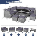 Tangkula 7 Pieces Patio Furniture Set, Outdoor Sectional Rattan Dining Sofa Set - Image 4