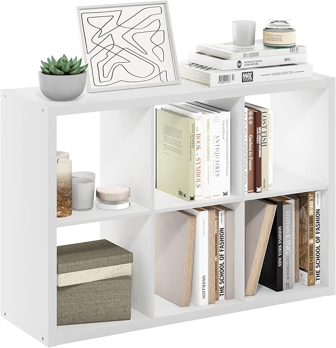 Furinno Cubicle Book Shelf, 6-Cube Bookshelf, Extra Thick Frame Horizontally & by Furinno-FitsYourSpaceFitsYourBudget