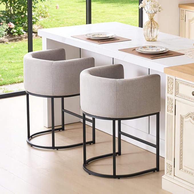 ClinQ 26" H Counter Height Bar Stools Set of 3, Modern Barrel Counter Stools - Image 8