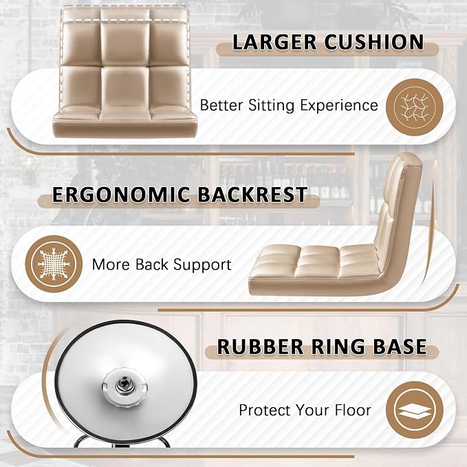 Homall Bar Stools Modern PU Leather Adjustable Swivel Barstools, Armless - Image 5
