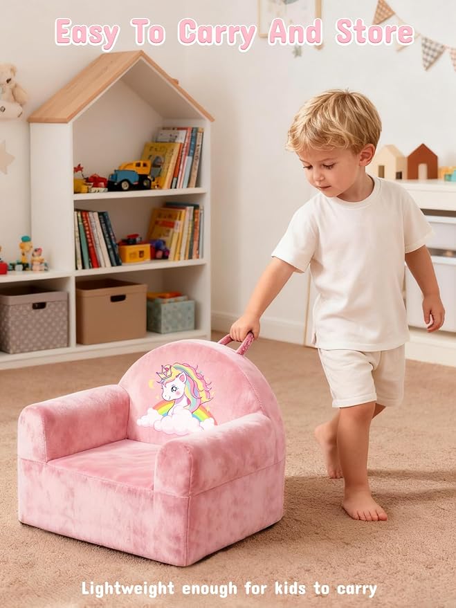 Kids Sofa Chair with Removable Washable Cover & Magic-Tape Backrest Toddler - Image 8