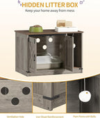 Hzuaneri Cat Litter Box Enclosure, Hidden Litter Box Cabinet Furniture - Image 3
