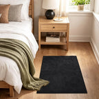 2x3 Black Solid Area Rug Washable Non-Slip Soft - Image 3