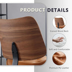 Armless Home Office Chair with Wheels, PU Leather Adjustable Height Computer - Image 5