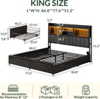 LARMACE King Bed Frame with 6 Storage Drawers, Bed Frame King Size with Linen - Image 2