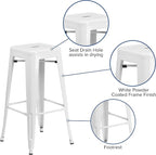 Flash Furniture Lily 4 Pack Commercial Grade 30" High Backless White Metal - Image 6