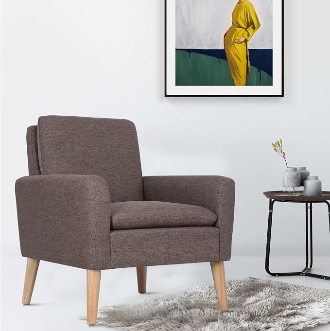 Mid-Century Accent Chair, Modern Fabric Comfy Upholstered Armchair - Image 2