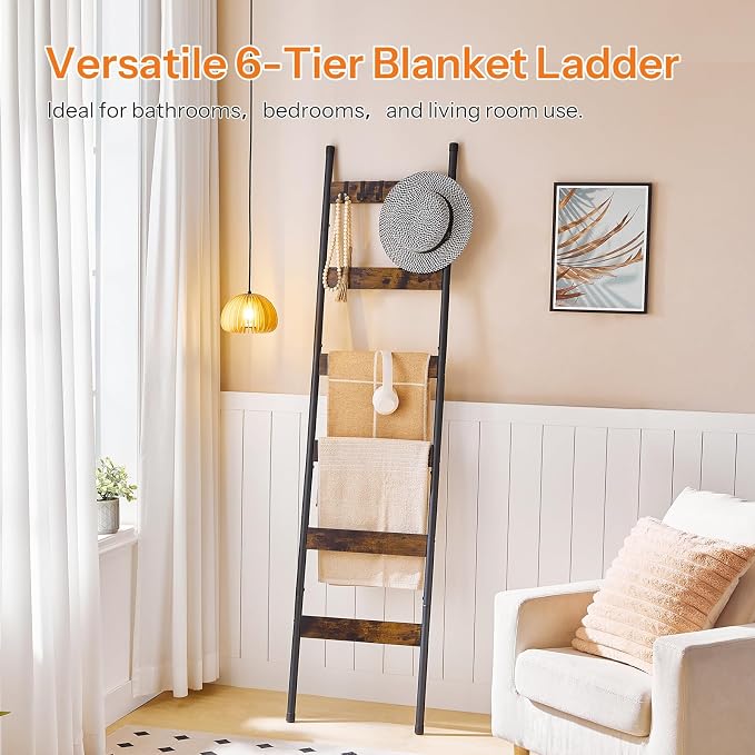 HOOBRO Blanket Ladder, 6-Tier Towel Rack - Image 3