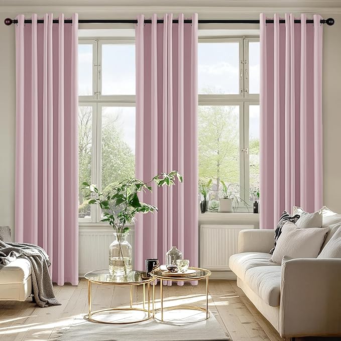 MIULEE Blackout Curtains for Bedroom 2 Panels 40 x 84 Inch Long Blush Pink | - Image 6