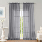 Extra Long Grey Sheer Curtains 96 Inches Long 2 Panels Set, Soft Lightweight by OWENIE