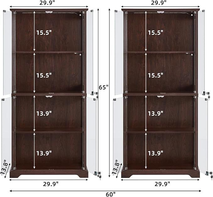 LELELINKY Farmhouse Display Cabinet Set of 2 - Image 3