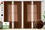 SpaceDresser Brown Sheer Curtains 4 Panels Rod Pocket Semi-Sheer Curtain 63 - Image 2