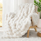 Luxury 1000GSM Rabbit Faux Fur Blanket, Super Heavy Warm Cozy Brown Blankets - Image 7