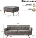 Tbfit 65" W Loveseat Sofa with Ottoman Coffee Table, Mid Century Modern Love - Image 2