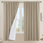 68 Inch 100% Blackout Natural Linen Curtains by LAMIT