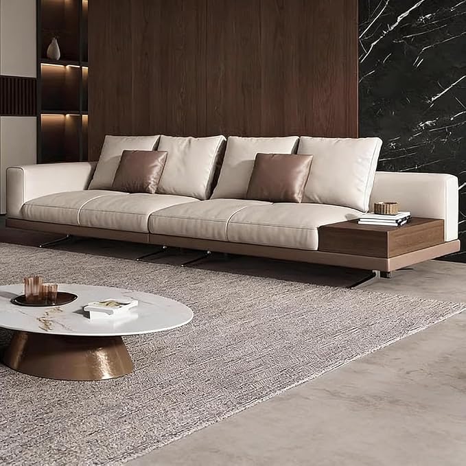 Italian Luxury Simple Leather Sofa, Solid Wood Frame, Spacious and Soft Sofa - Image 3