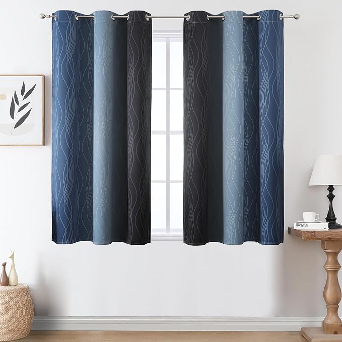 Navy Blue and Black Ombre Blackout Curtains - Image 2