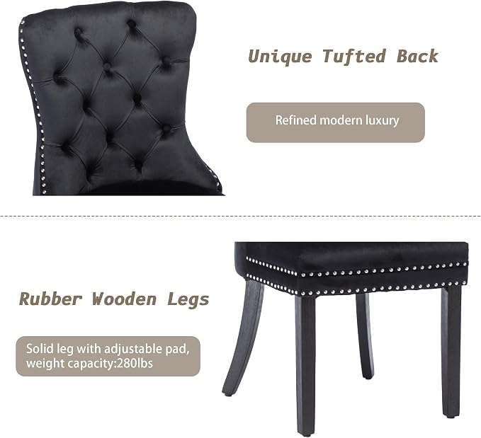 KCC Velvet Dining Chairs Set of 4, Upholstered High-end Tufted Dining Room Chair - Image 7
