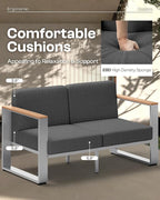 Aluminum Outdoor Furniture Set, 4 Seats Outdoor Patio Conversation Sets - Image 2