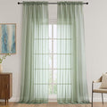 Sage Green Sheer Curtains 120 Inches Long 2 Panels Set, 59 Inch Extra Wide Soft by OVZME