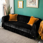 GLORY SEASON Velvet Sofa Cover Soft Decorative Luxurious Solid Exquisite Ruffle - Image 7
