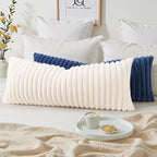 decorUhome Fall Faux Fur Throw Pillow Covers 14x36 Pack of 1 Cream White | - Image 7